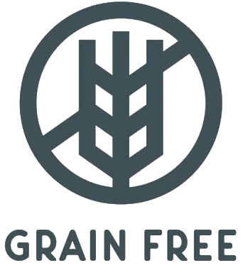 A logo featuring a stylized wheat stalk with 'Grain Free' text below.